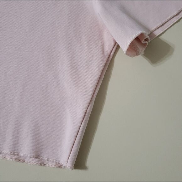 Romwe Pink Cropped Roundneck Short Sleeve Button-Down Shirt - Picture 7 of 10